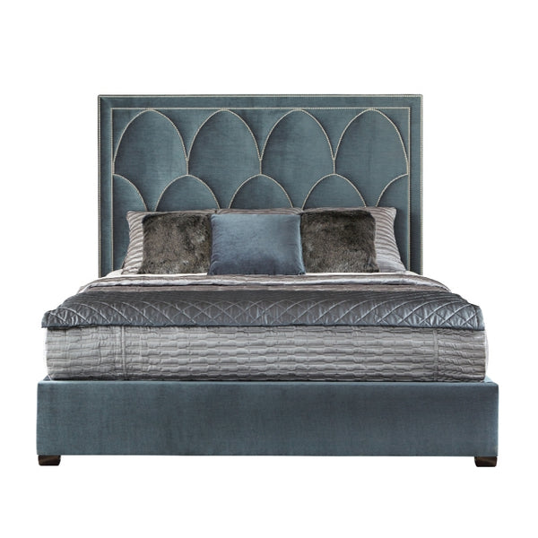 Velvet Upholstered Bed with Nailhead Details by Luxe Furniture