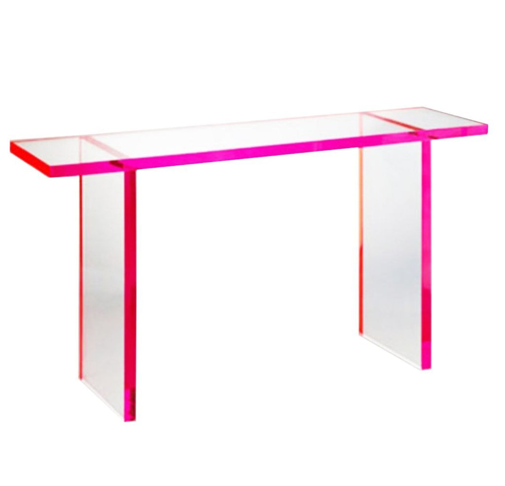 Red Flare Lucite Console Table - Choice of Color