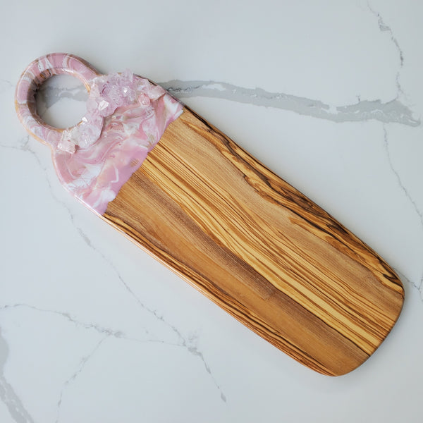 Gold and Blush pink resin and crystal cutting board