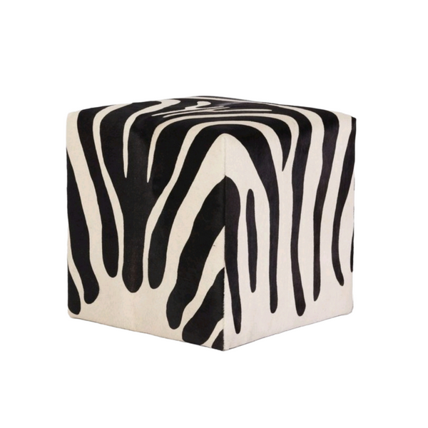 Zebra Cube Ottoman - Black & White