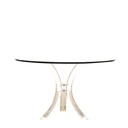 Charles Hollis Jones Tusk Pedestal Dining Table Base with Clear Glass Top