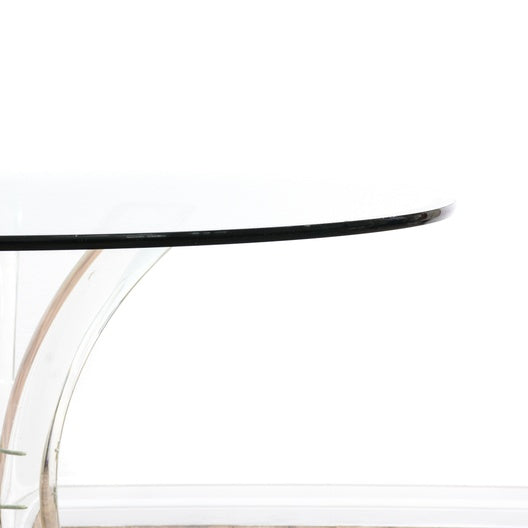 Charles Hollis Jones Tusk Pedestal Dining Table Base with Clear Glass Top