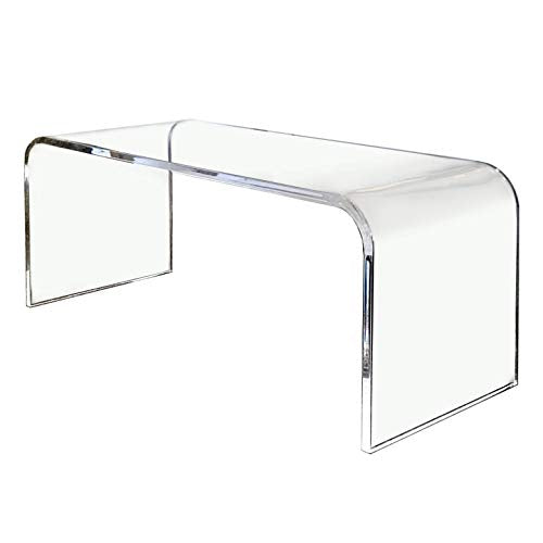 Clear Lucite Waterfall Cocktail Table by Luxe Furniture thick 1.25" acrylic slab luxury custom furniture