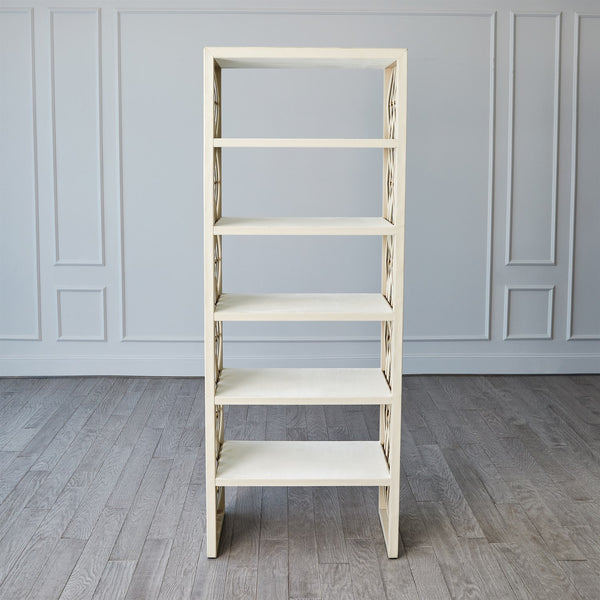 Signature III Woven Leather Etegere Bookshelf