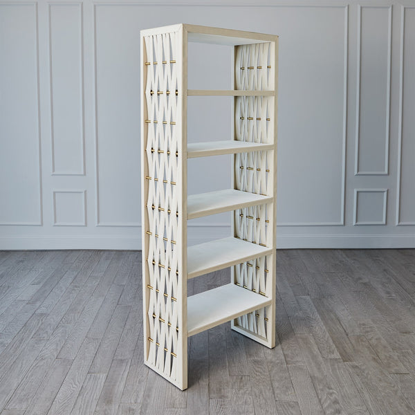 Signature III Woven Leather Etegere Bookshelf