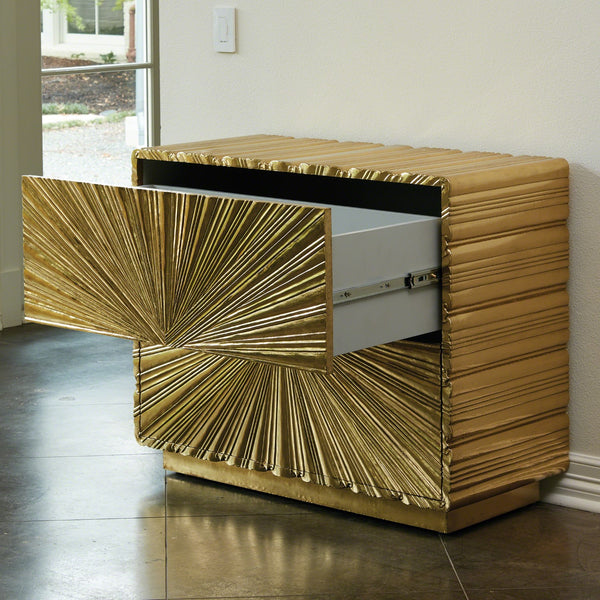 Global views linen fold 2 drawer chest brass