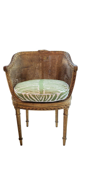 Antique Rattan Tub Chairs - Pair - Gold