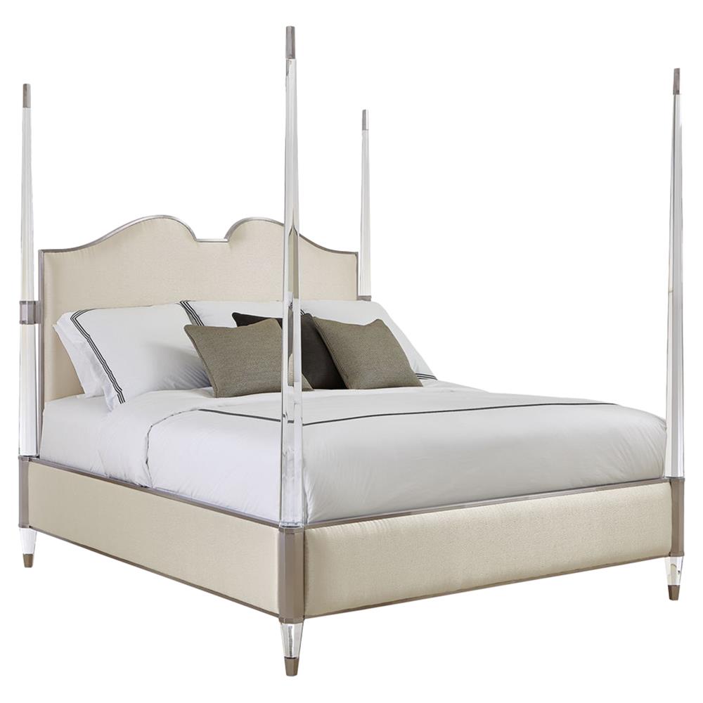 Palm Beach Lucite Upholstered Four Poster Bed - King