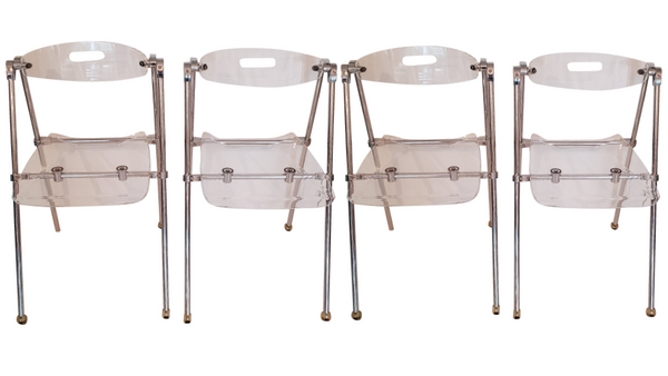 Mid Century Modern Lucite Folding Chairs - Giancarlo Piretti for Castelli - Set of 4