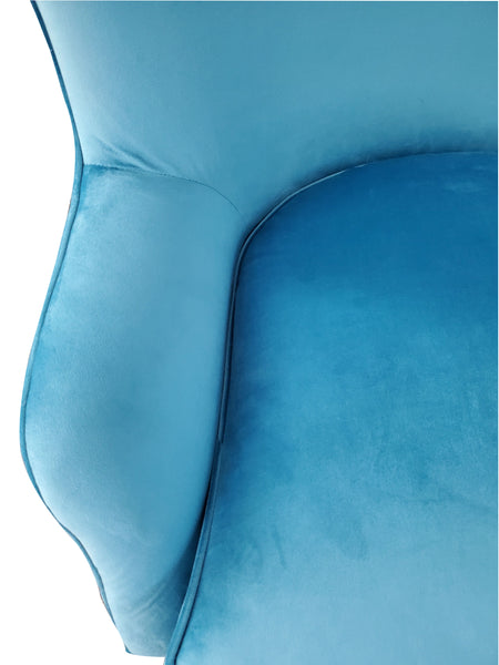 19th Century Winged Fan Chair - Turquoise Velvet