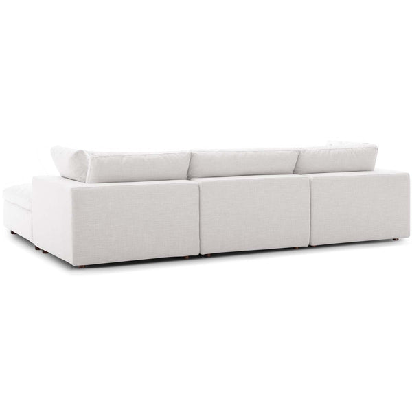 Cloud Sectional sofa with feather and down filled cushions in cream linen fabric