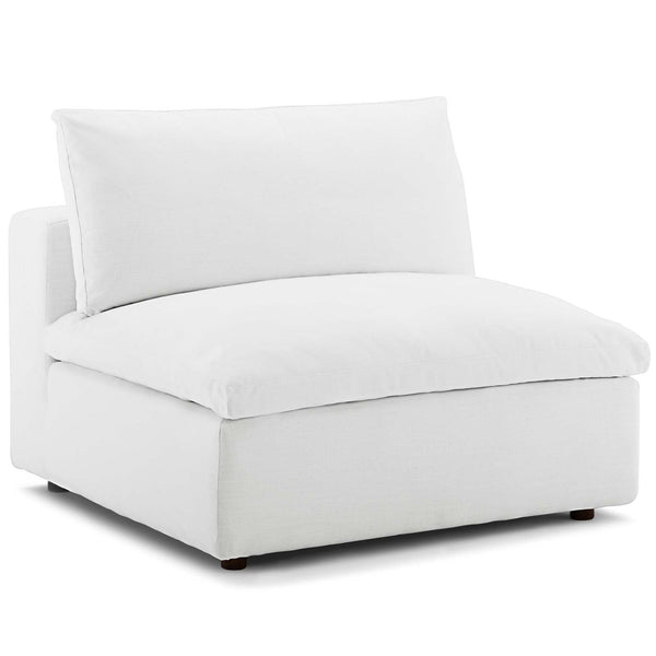 Cloud Down Filled Overstuffed 4 Piece Sectional Sofa Set in White Linen