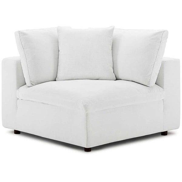 Cloud Down Filled Overstuffed 4 Piece Sectional Sofa Set in White Linen