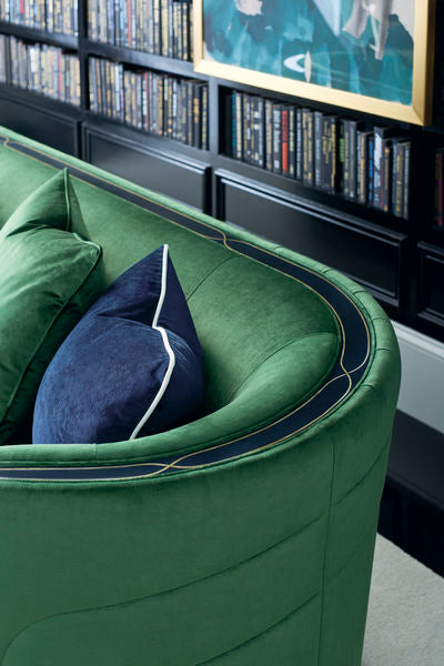 Emerald & Navy Velvet Curved Sofa - Custom Sizes