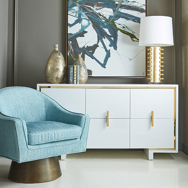 Worlds away holden dresser gold and white lacquer cabinet