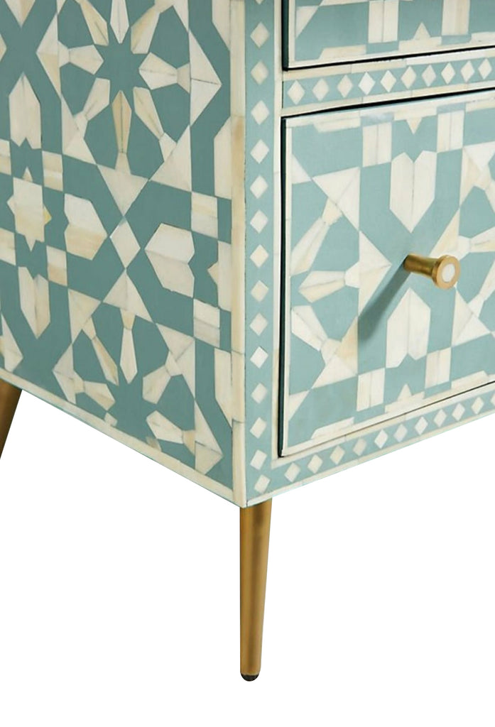 Bone Inlay 9 Drawer Dresser