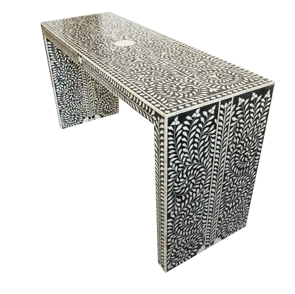 Bone Inlay Parsons Console Table - Black and White