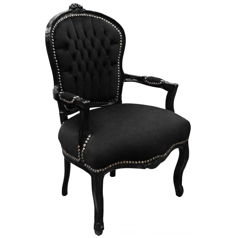 LOUIS modern black upholstered glamour New York-style steel chair 49x55x95