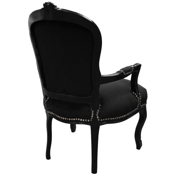 Baroque Armchair - Black Velvet on Black