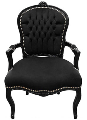 Baroque Armchair - Black Velvet on Black