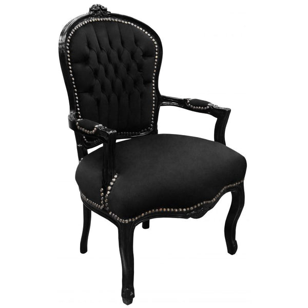 Baroque Armchair - Black Velvet on Black