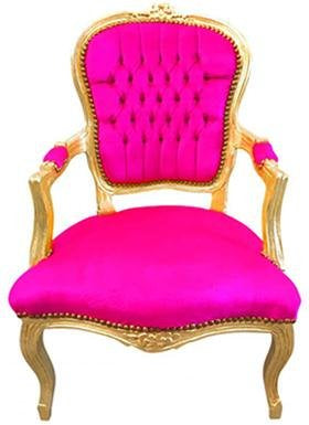 Baroque Armchair - Pink Velvet on Gold