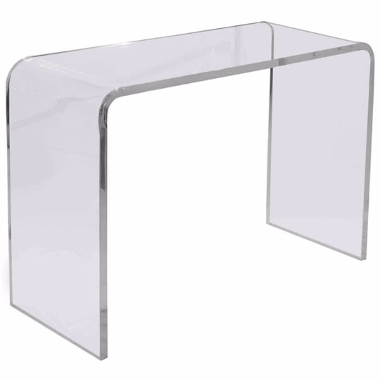 Waterfall console table thick lucite