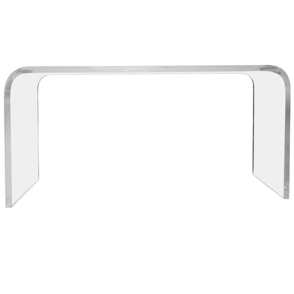 Clear Lucite waterfall console table