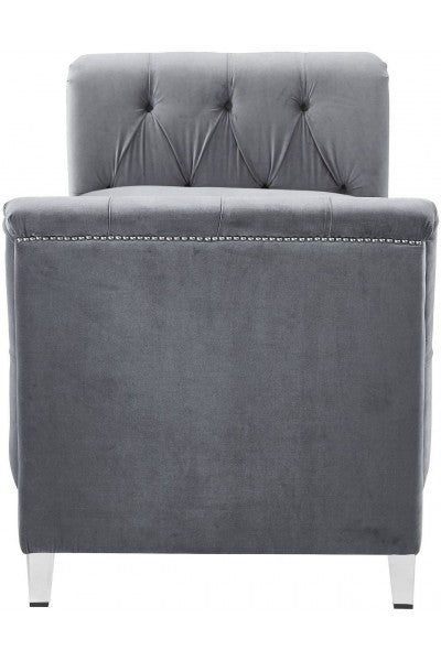 grey velvet bench