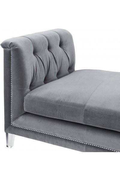 Grey Velvet Loveseat Bench