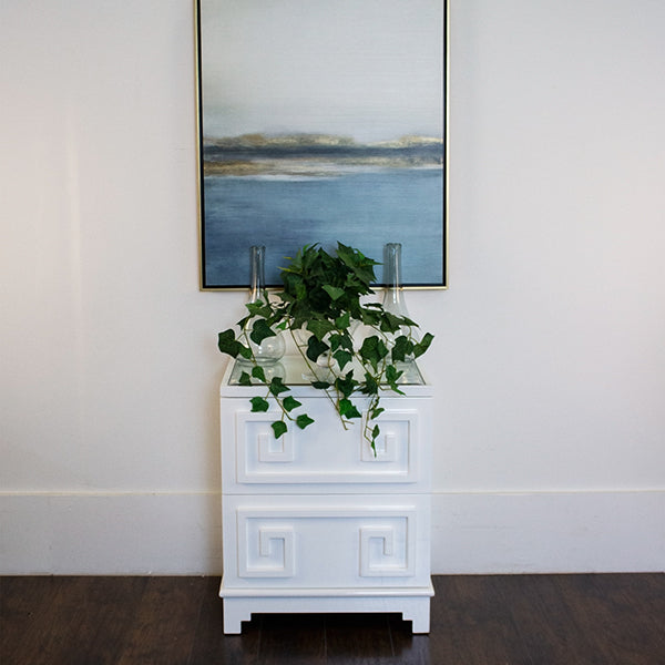 Worlds away pagoda side table white greek key table