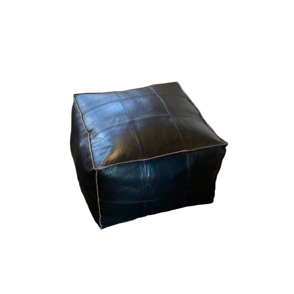 Square morrocan style leather ottoman by luxe furniture