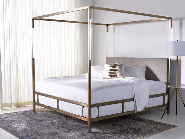Dorothy Canopy Bed - Acrylic & Gold