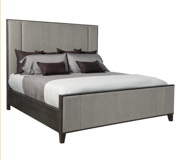 Linen Upholstered Panel Bed - Dark Grey