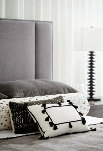 Linen Upholstered Panel Bed - Dark Grey