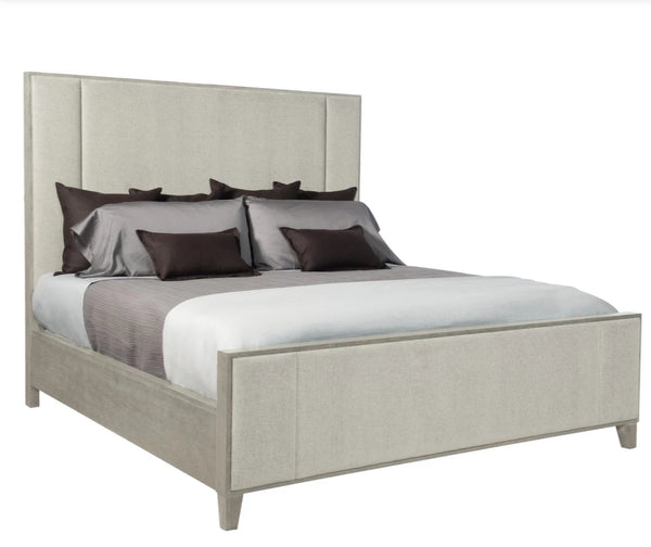Linen Upholstered Panel Bed - Light Grey