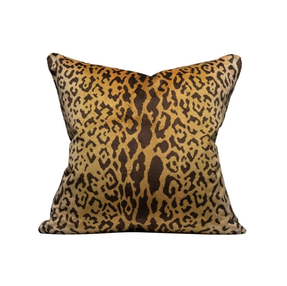 Velvet leopard print throw pillow