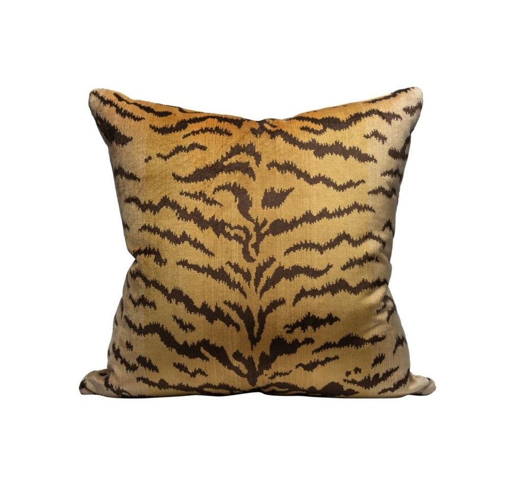 Tigre Pillow - Gold & Brown Velvet