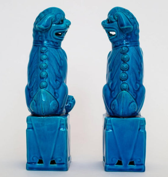 Vintage Turquoise Foo Dogs - Pair
