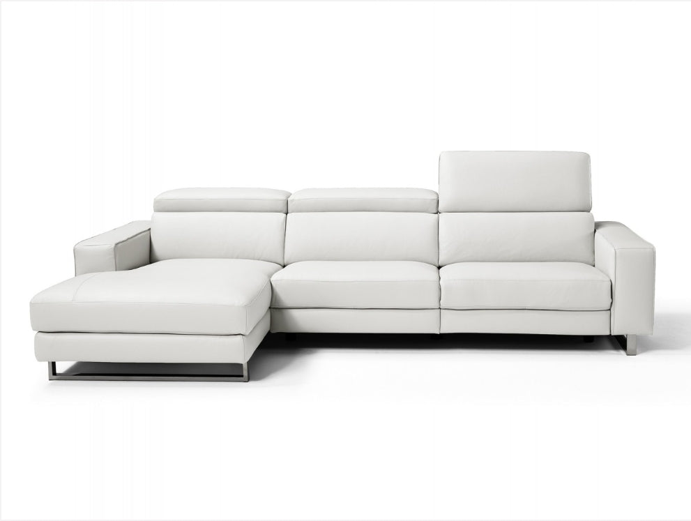Augusto Italian Leather Sectional -Left Facing Chaise