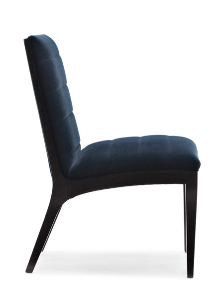 Caracole edge side chair blue velvet dining chair
