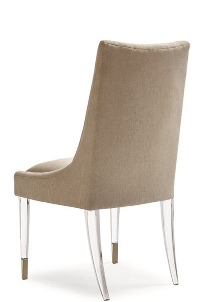 I'm floating dining chair upholstered high back with lucite legs