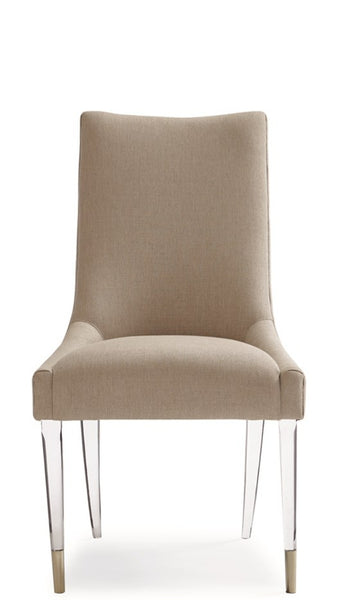 I'm floating dining chair upholstered high back with lucite legs