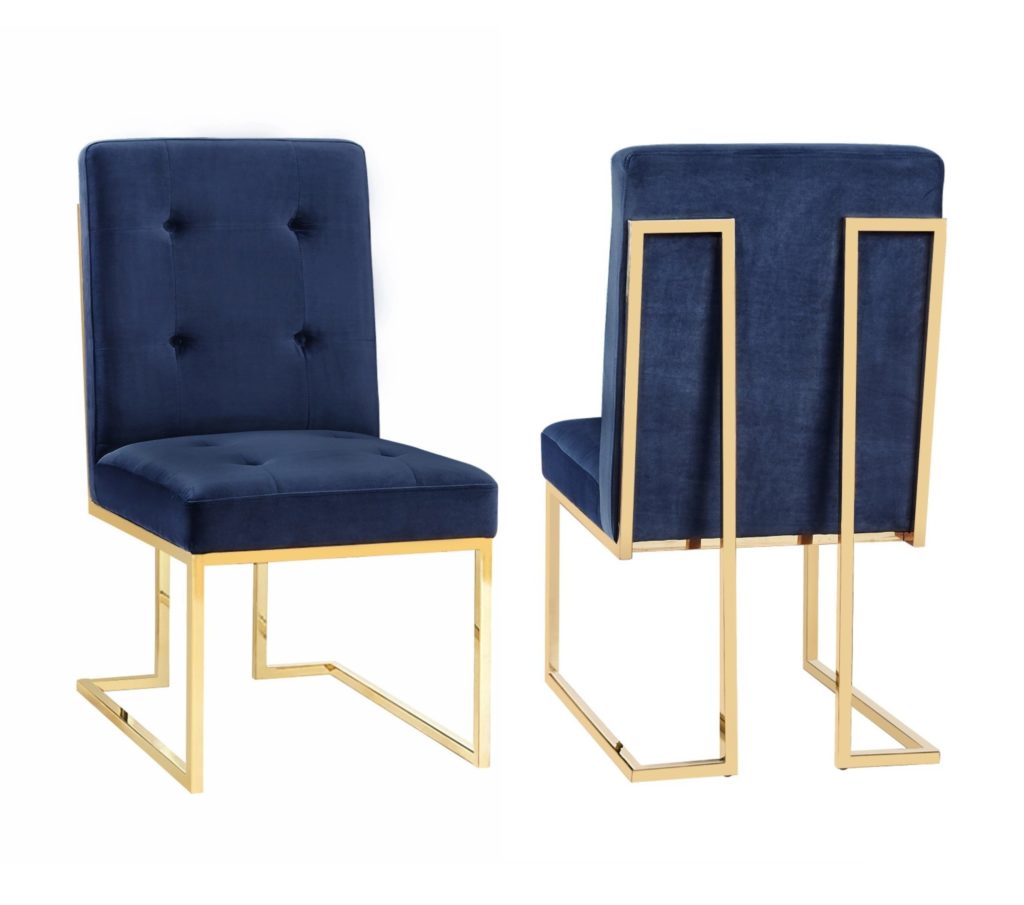 Akiko Navy Velvet Chair - Set of 2