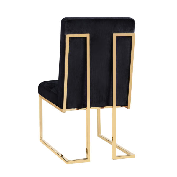 Upholstered black velvet dining chair
