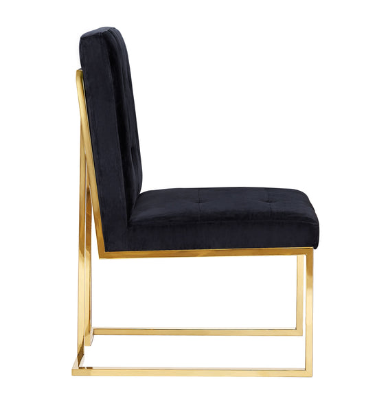 Upholstered black velvet dining chair by luxe