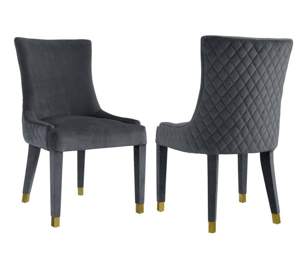 Diamond tufted gray modern dining chairs
