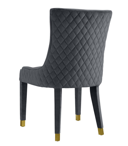Diamond tufted grey dining chair by luxe furniture palm beach