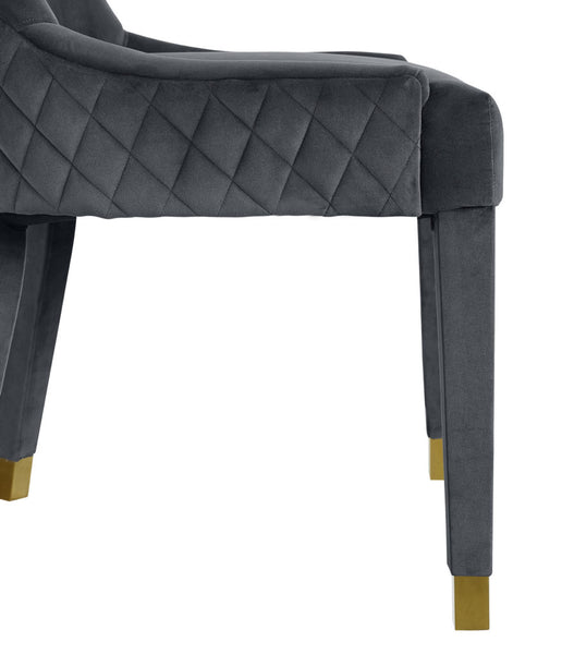 Grey velvet diamond tufting dining chair luxe furniture