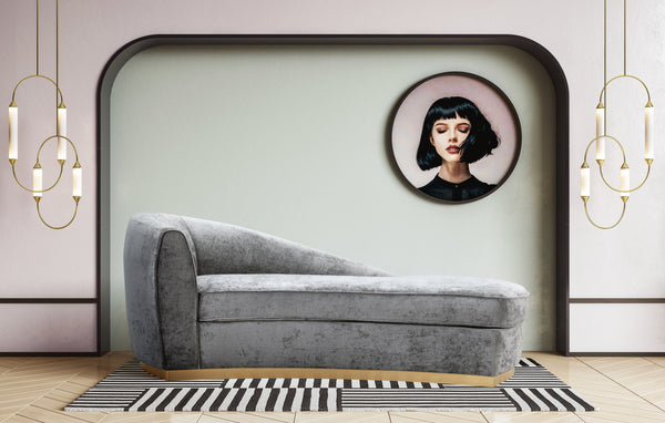 Grey Slub Velvet Chaise